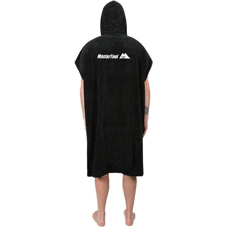 MasterTool 游泳浴巾，浴袍，速乾斗篷，速乾毛巾，大人兒童吸水毛巾，海邊沙灘野餐墊 - 黑色