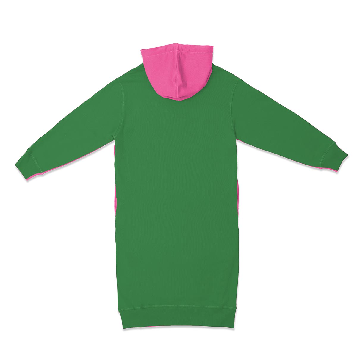 PANTONE FunMix Collection 純棉拼色鈕扣索繩連帽衛衣裙（桃紅 / 綠）（細碼）