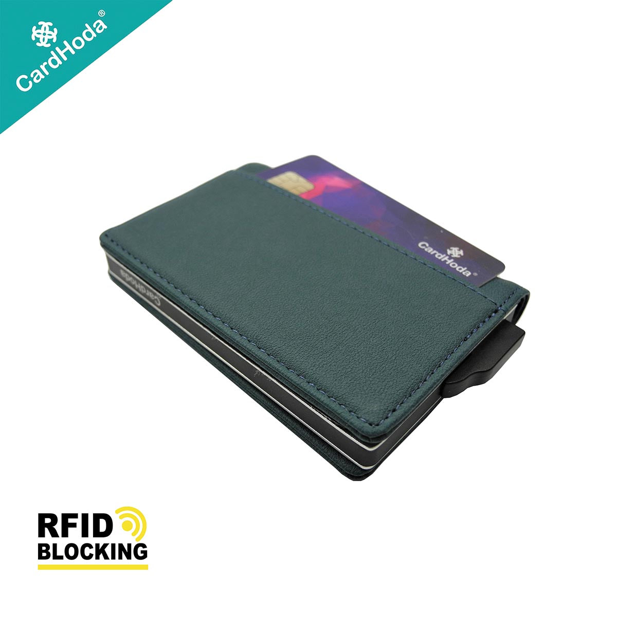Cardhoda - RFID Mini防盜卡 PU錢包 (P04040-6064)(孔雀藍/巖石灰/牛油果綠)