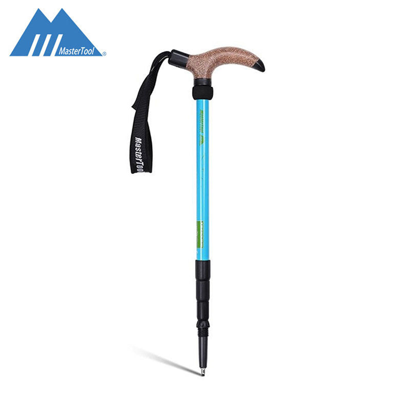 MasterTool 戶外多功能登山徒步 T柄 手杖（1 支）（藍色）
