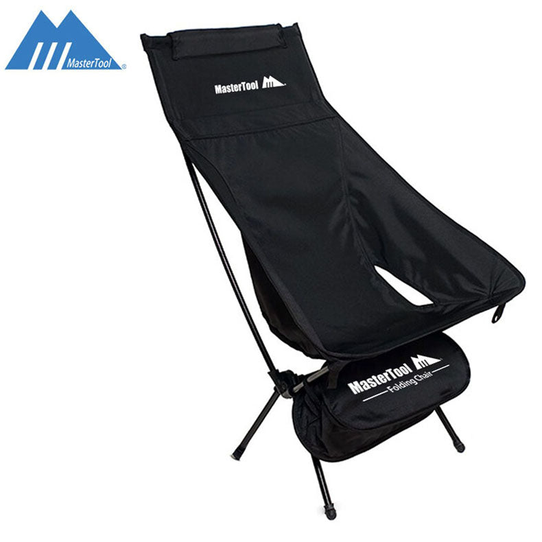 MasterTool 新款高背輕量戶外露營折疊椅，沙灘椅，黑色