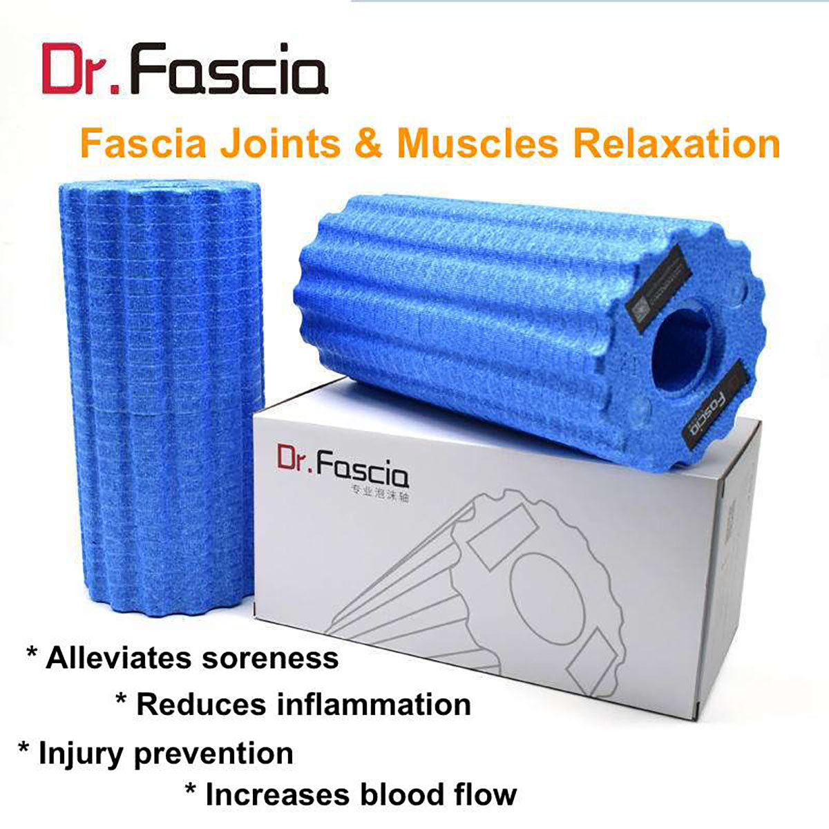 健身套裝：【Dr. Fascia 按摩滾筒 & athelite sports專業普拉提瑜伽墊 8mm】(送便攜綁繩)