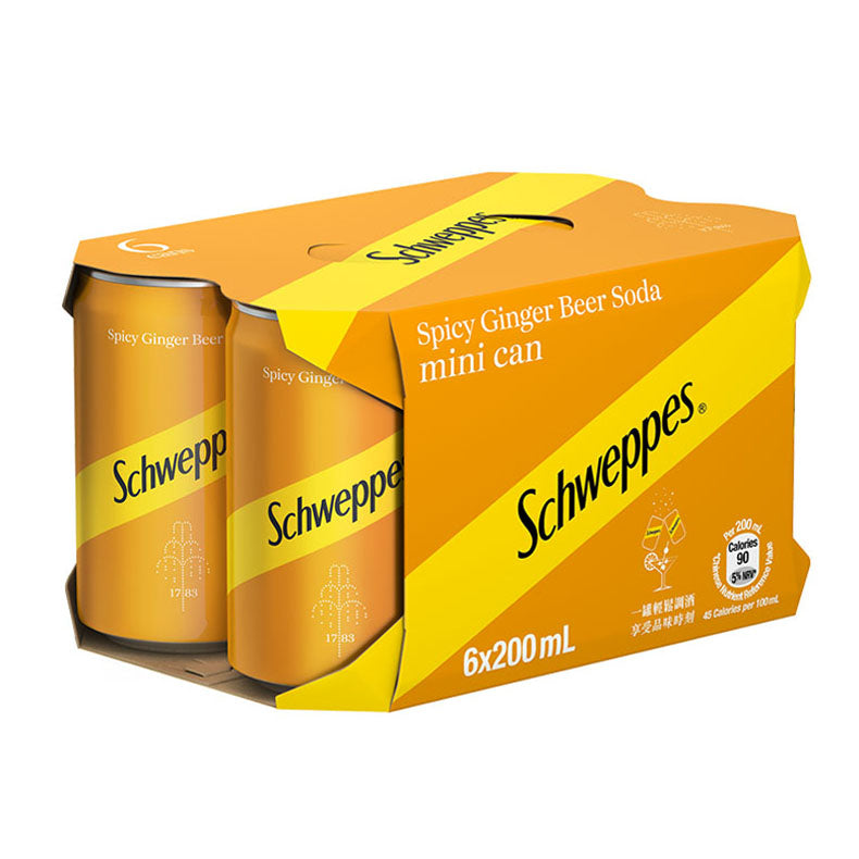 Schweppes- 玉泉有氣辣薑啤飲品(薑味)迷你罐200毫升 x 6 X 4罐裝 - 原箱