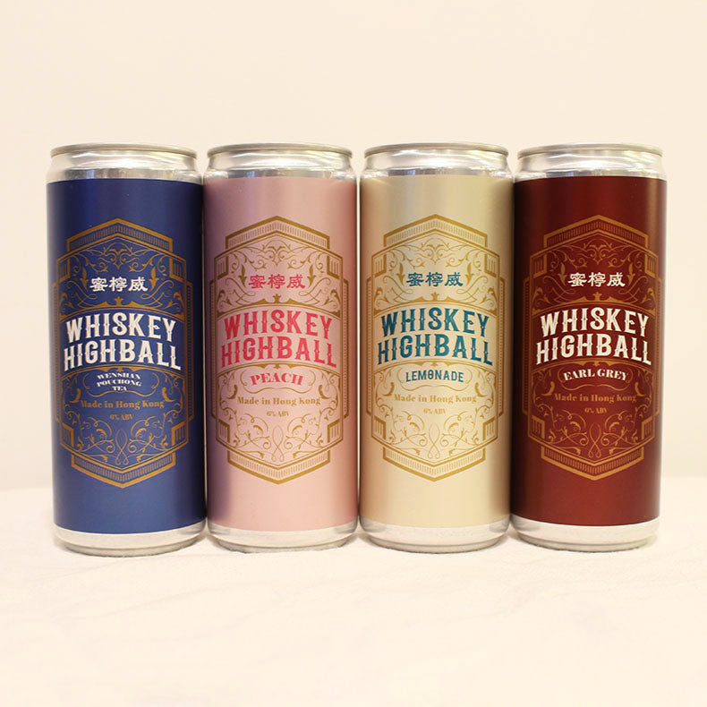 蜜檸威 - 威⼠忌梳打 330ml 12罐裝(檸檬+桃味+烏龍茶+伯爵茶)