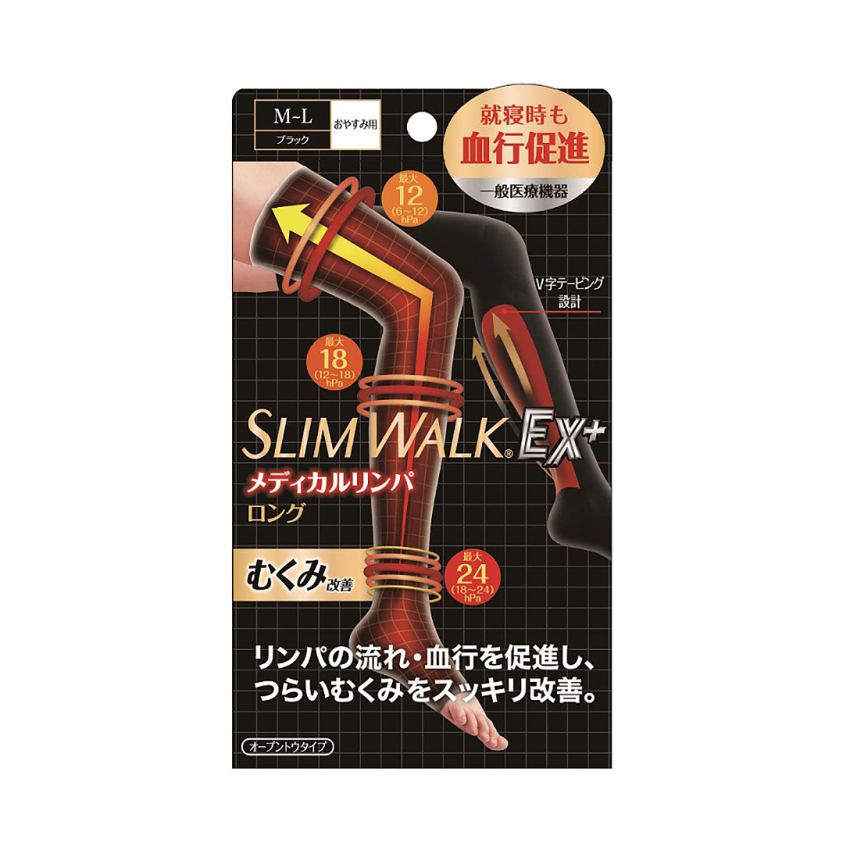 SLIMWALK 醫療保健 壓力襪 - 黑色（休閒  減肥）（S-M / M-L）