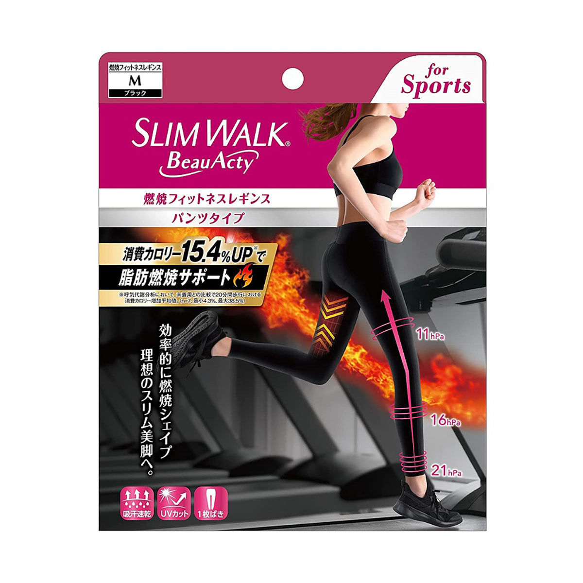SLIMWALK 緊身壓力運動襪 - 黑色（M / L）
