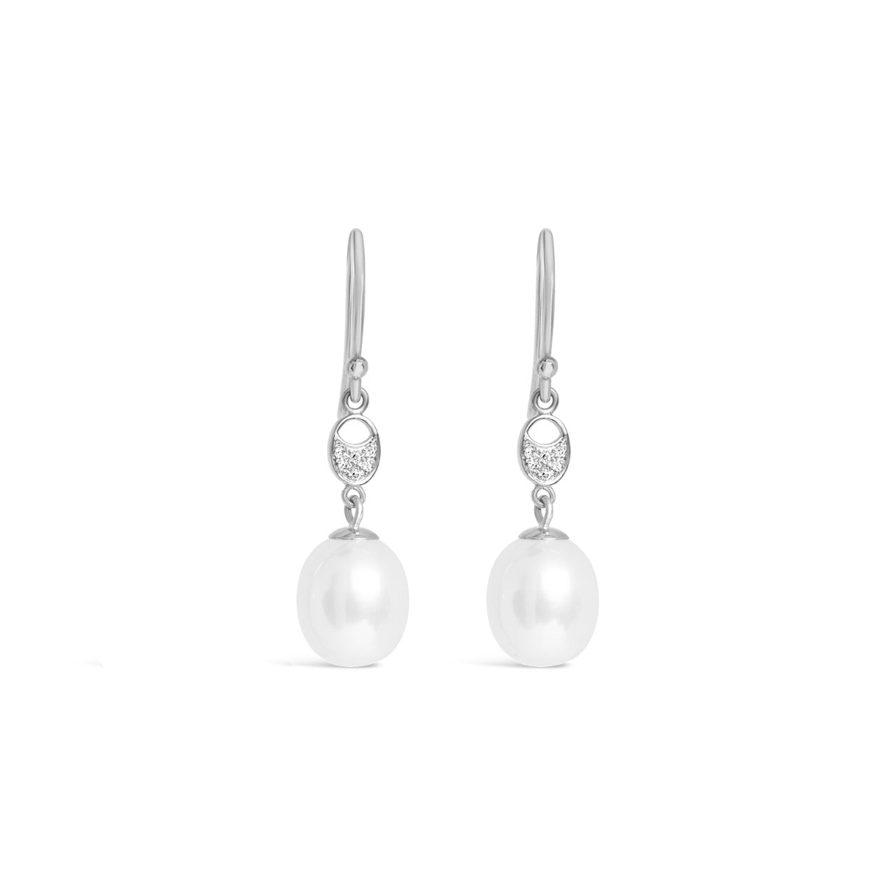 Kajal Naina Emi 珍珠白金鑽石耳環 Emi Pearl & Diamond Earring Danglers (WG)