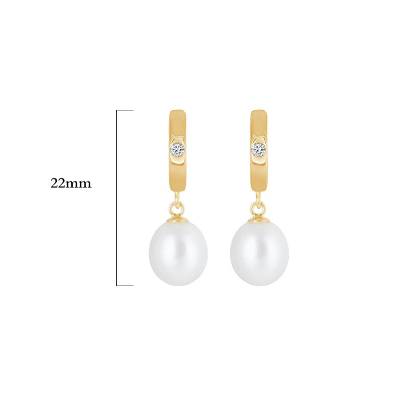 Kajal Naina 單鑽珍珠耳墜 One Diamond Huggies with Pearl Drop