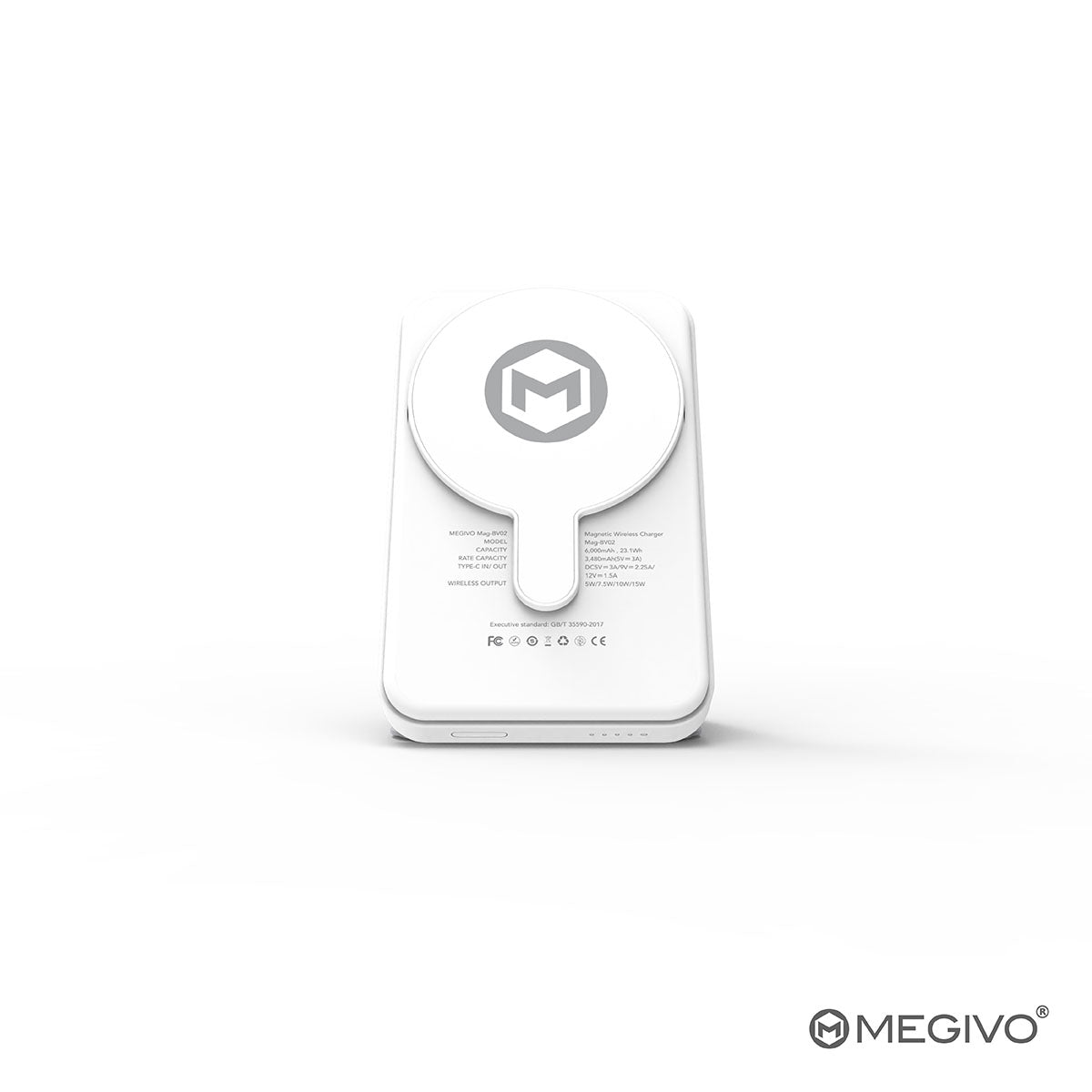 MEGIVO Mag-BV02 6,000 mAh 磁吸無線充電器連支架 (黑、白、紫)