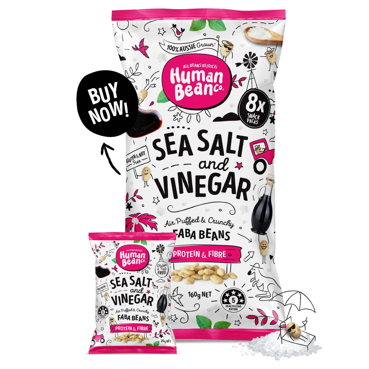 MAMA730 Human Bean Co 海鹽混合醋味蠶豆 (8 x 20g) Multipack Human Bean Co Sea Salt & Vinegar Faba Beans (8 x 20g) Multipack