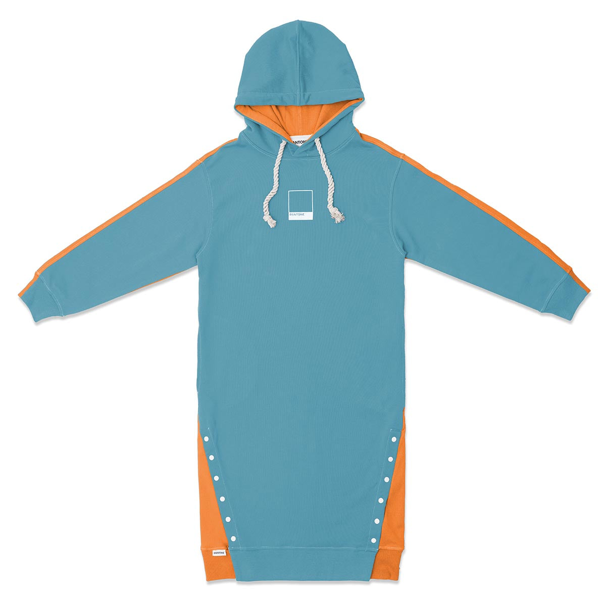 PANTONE FunMix Collection 純棉拼色鈕扣索繩連帽衛衣裙（藍 / 橙）（加細碼 / 細碼 / 中碼）