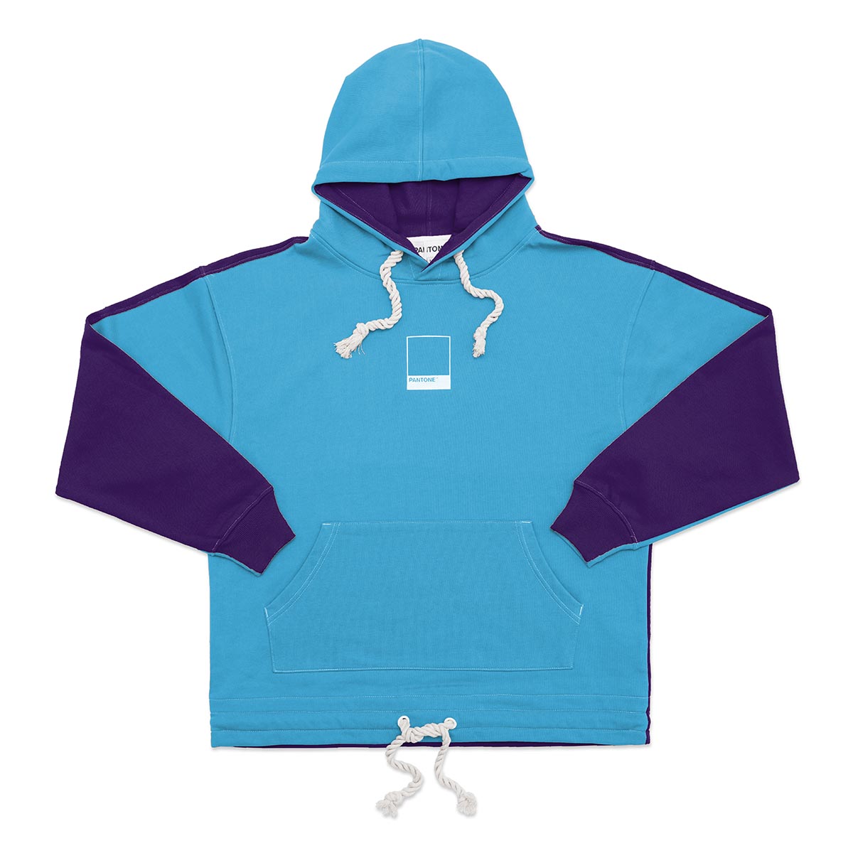 PANTONE FunMix Collection 純棉拼色索繩連帽衛衣（天藍 / 紫色）（加細碼 / 細碼 / 中碼 / 大碼 / 加大碼）