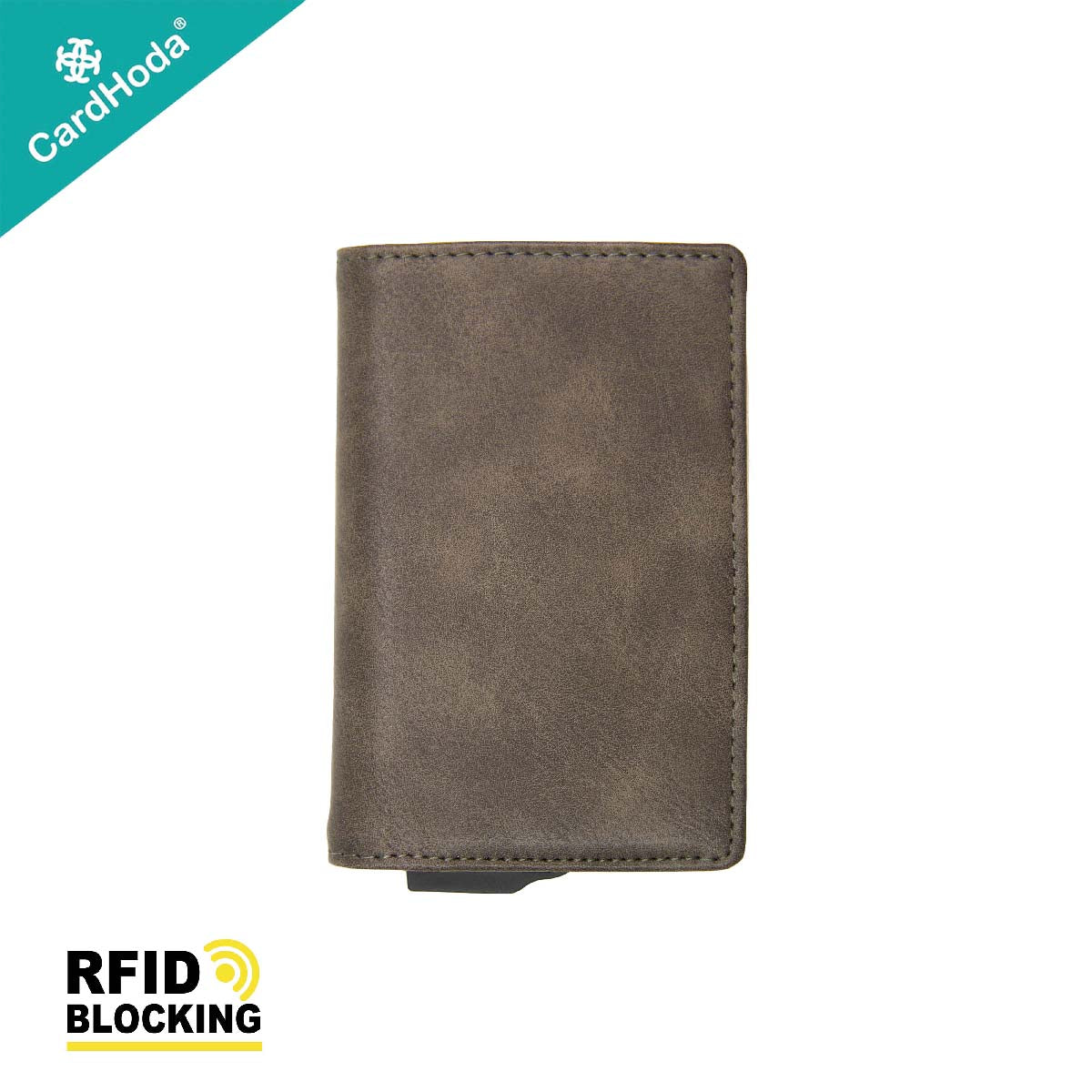 Cardhoda - Mini RFID 防盜卡 PU 皮款銀包(帶磁夾)(淺卡其/棕色/灰色) (4016-J619)