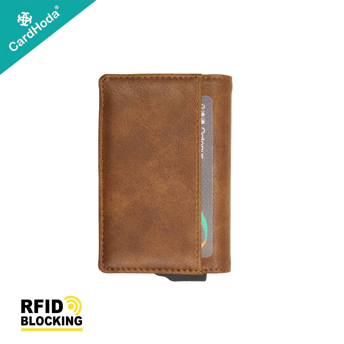 Cardhoda - Mini RFID 防盜卡 PU 皮款銀包(帶磁夾)(淺卡其/棕色/灰色) (4016-J619)