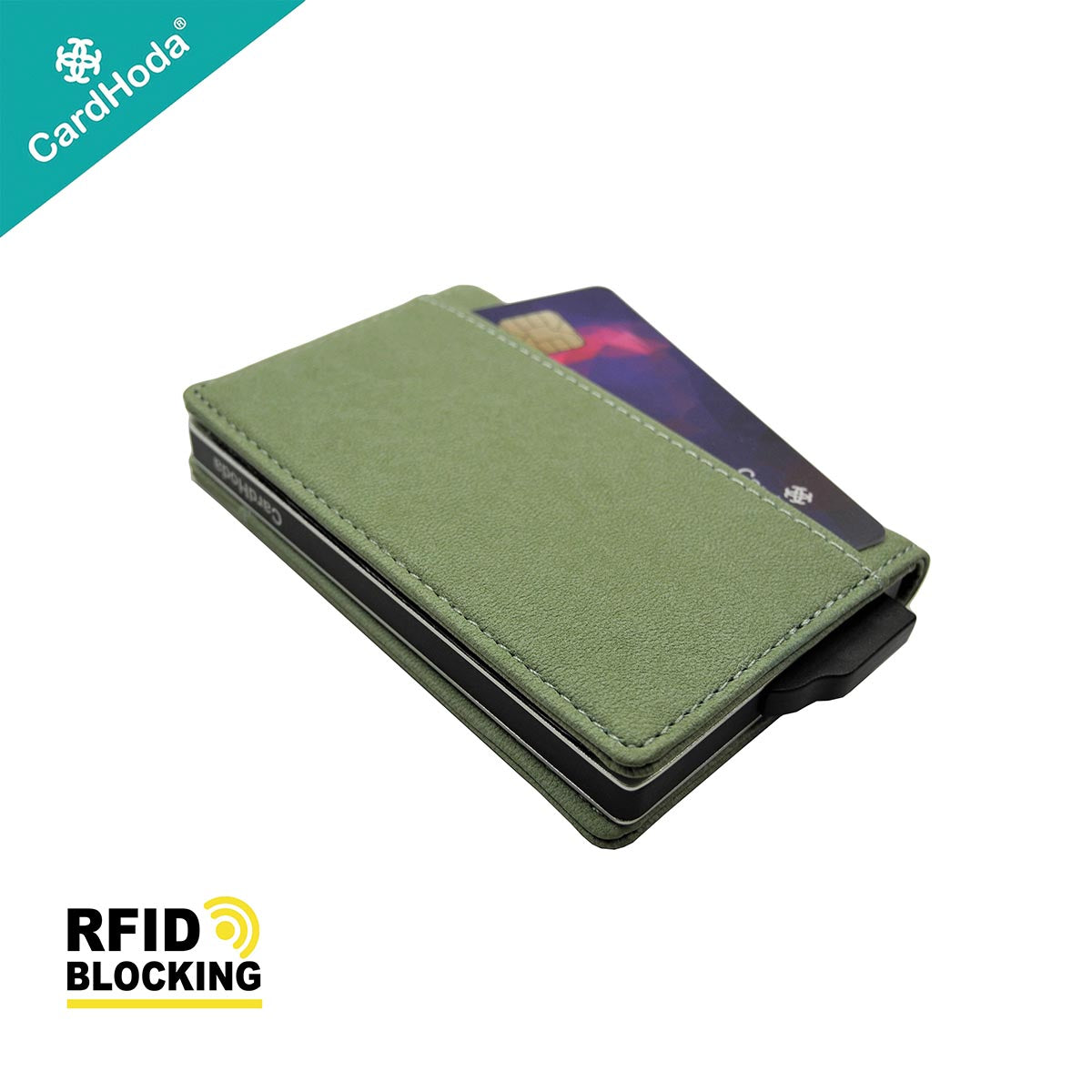 Cardhoda - RFID Mini防盜卡 PU錢包 (P04040-6064)(孔雀藍/巖石灰/牛油果綠)