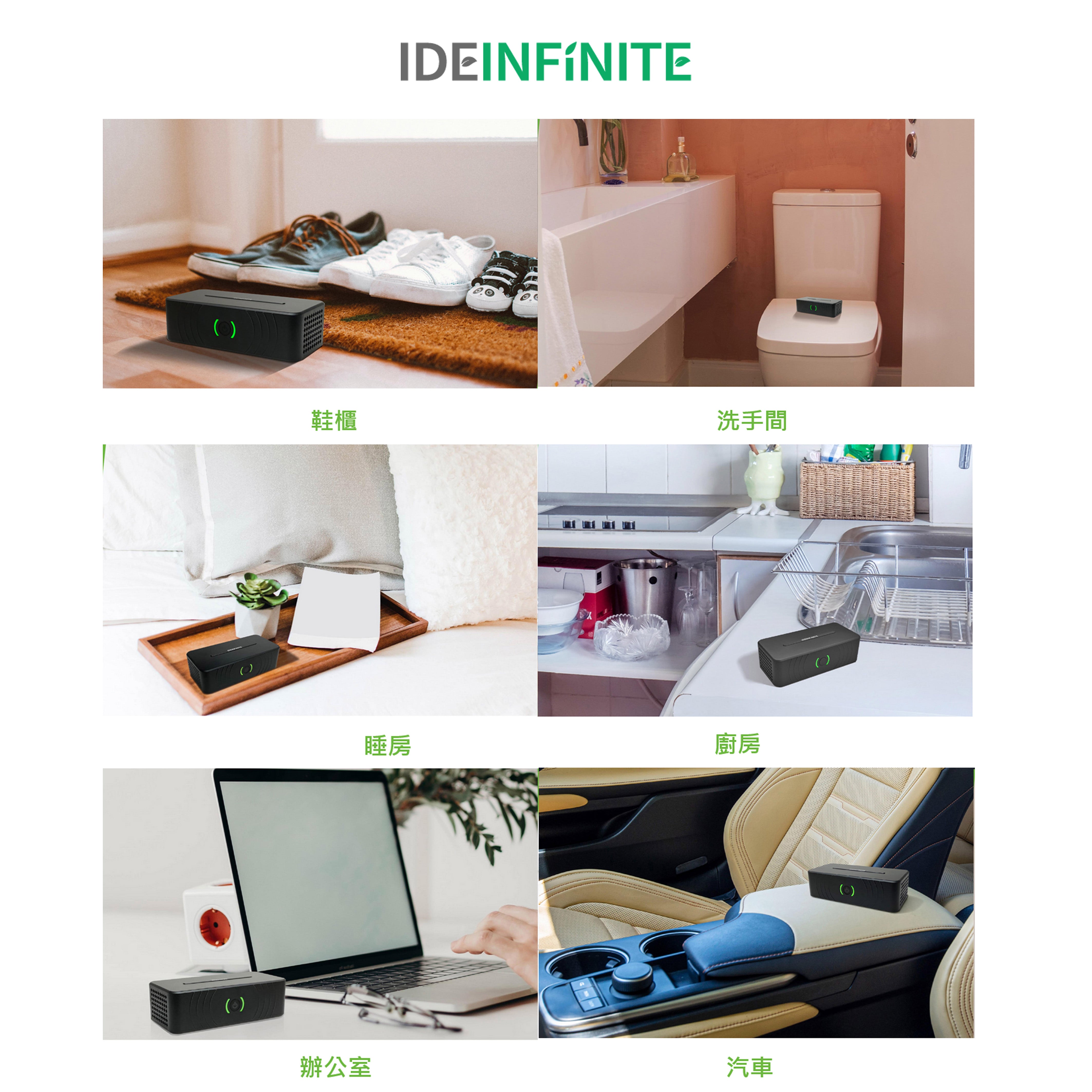 IDEinfinite 負離子臭氧空氣消毒器 (太空灰)