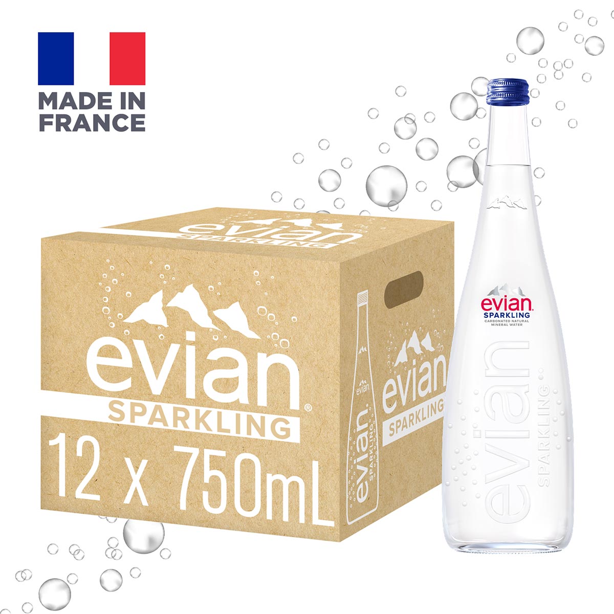 [原箱]  Evian 依雲有氣天然礦泉水 玻璃樽裝 12 x 750ml